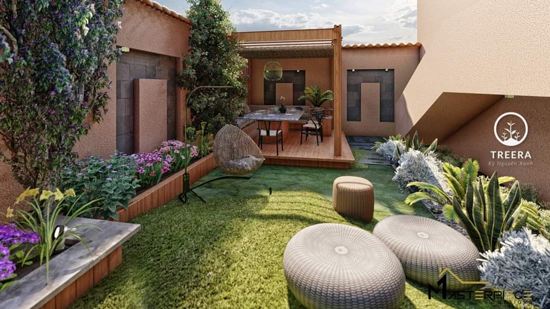 Biệt thự sân vườn với các cây tùng cổ thụ có giá trị cao