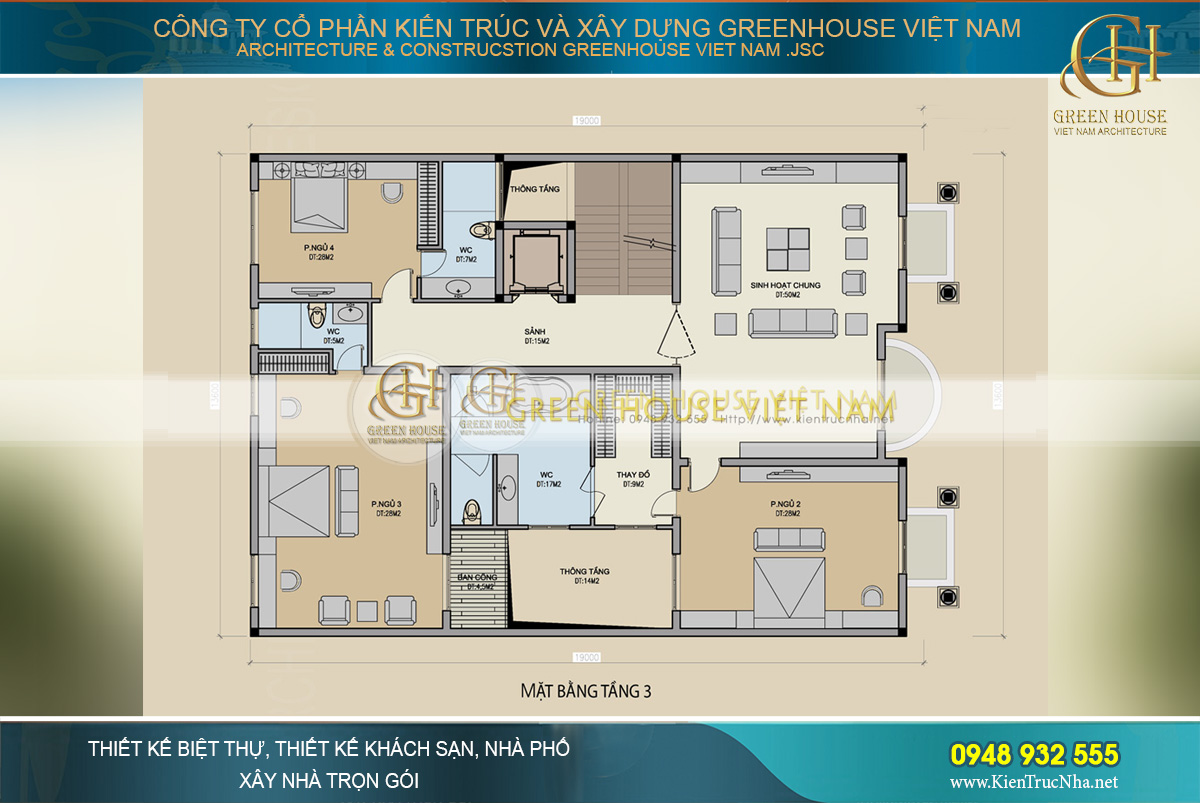 bố trí mặt bằng công năng biệt thự tân cổ điển Pháp tại Bắc Giang