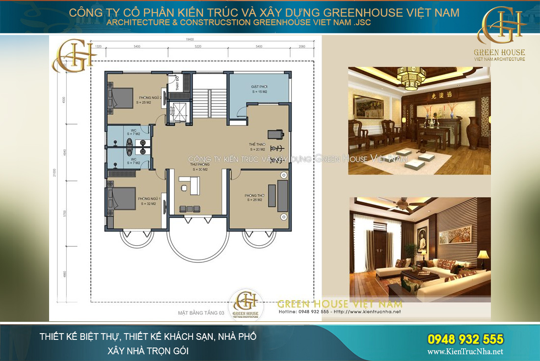 mặt bằng công năng thiết kế biệt thự tân cổ điển 3 tầng bắc giang