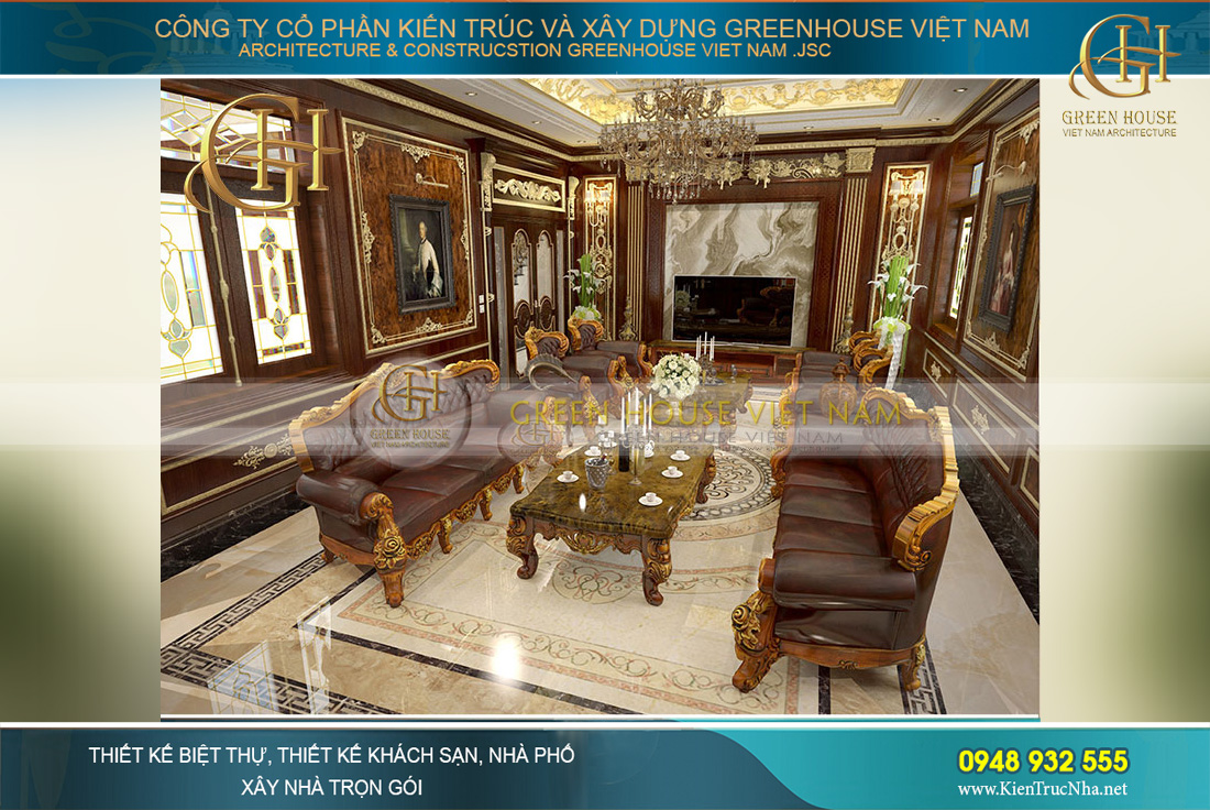 thiết kế nội thất biệt thự tân cổ điển tại Bắc Giang