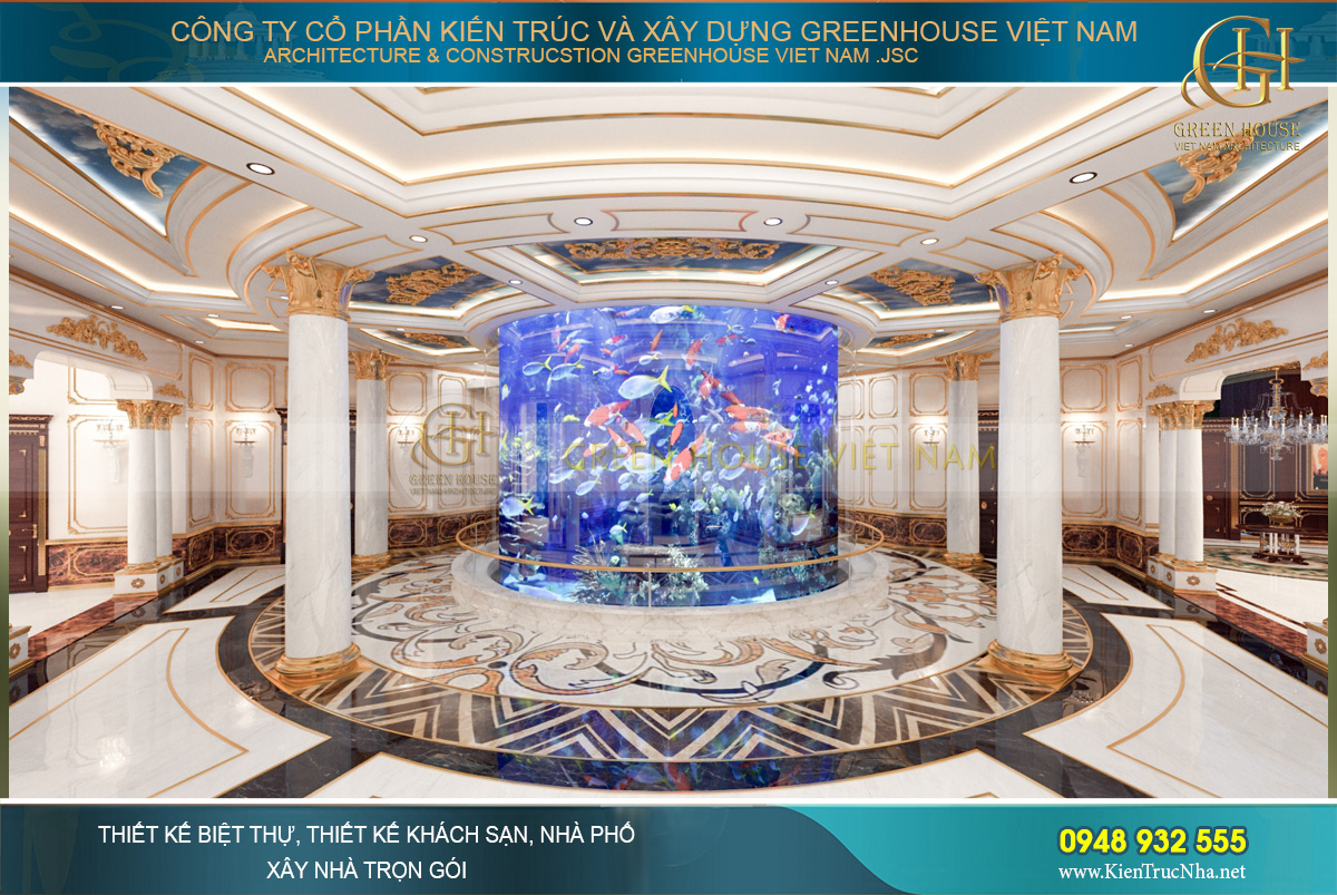 thiết kế nội thất lâu đài cổ điển Pháp 7 tầng diện tích 32000m2