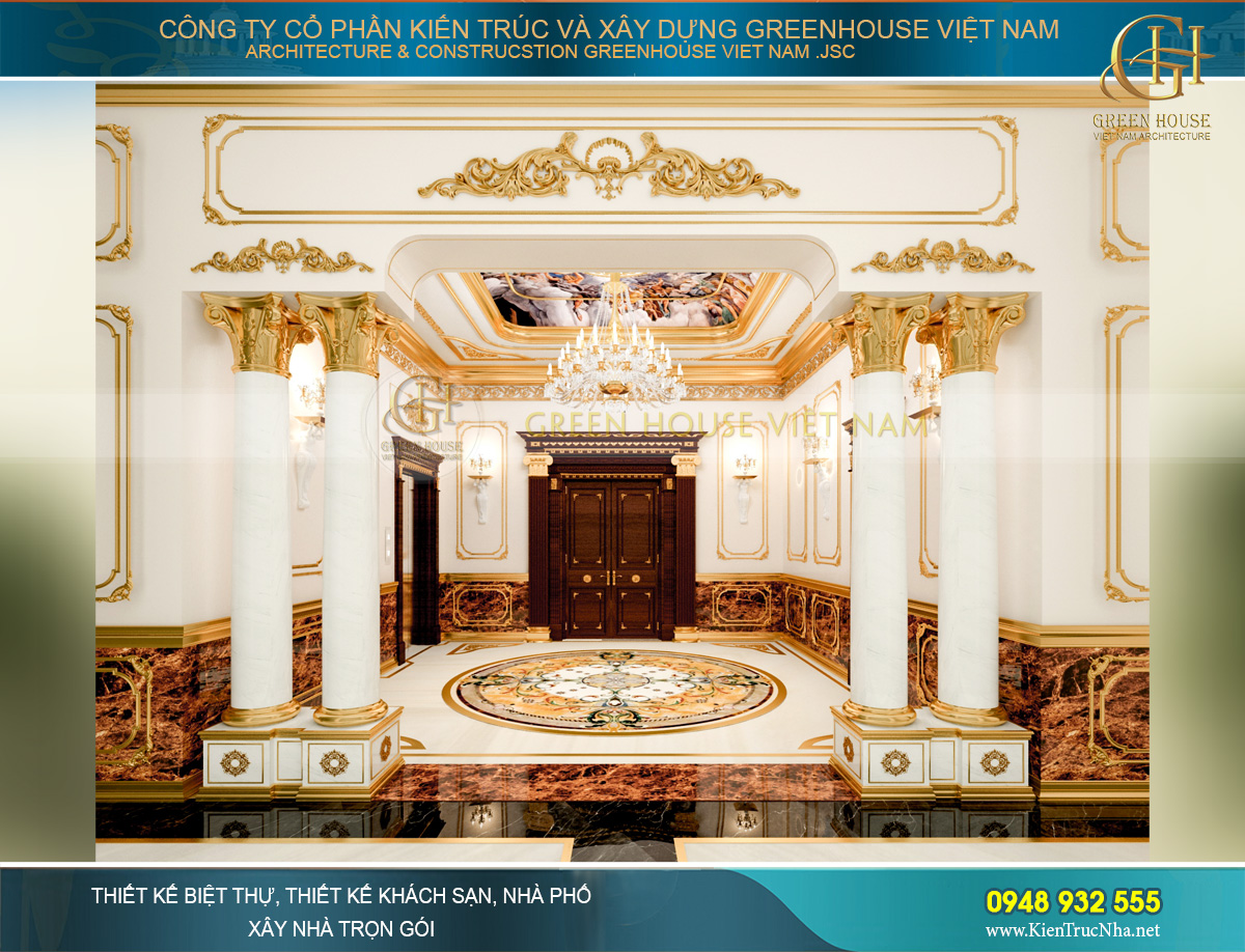 thiết kế nội thất lâu đài cổ điển Pháp 7 tầng diện tích 32000m2