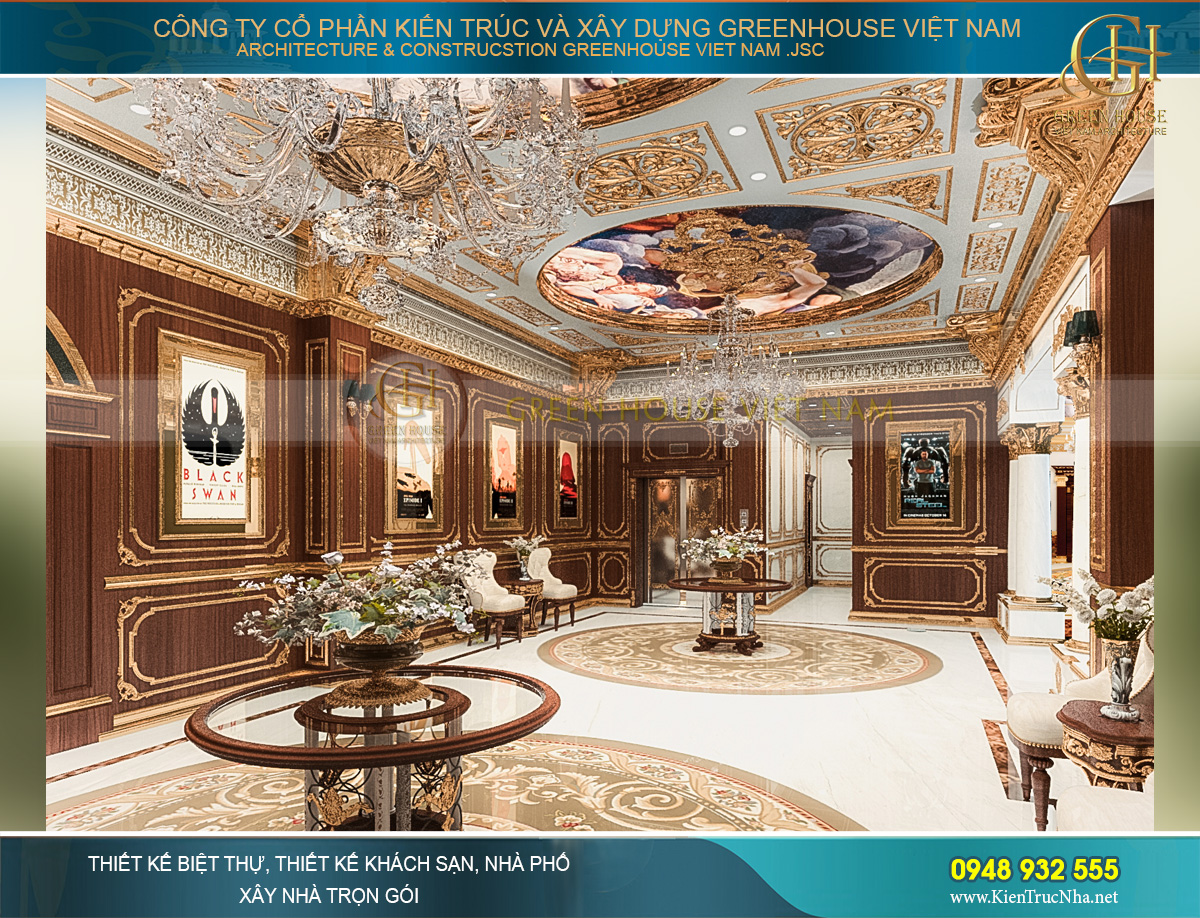 thiết kế nội thất lâu đài cổ điển Pháp 7 tầng diện tích 32000m2