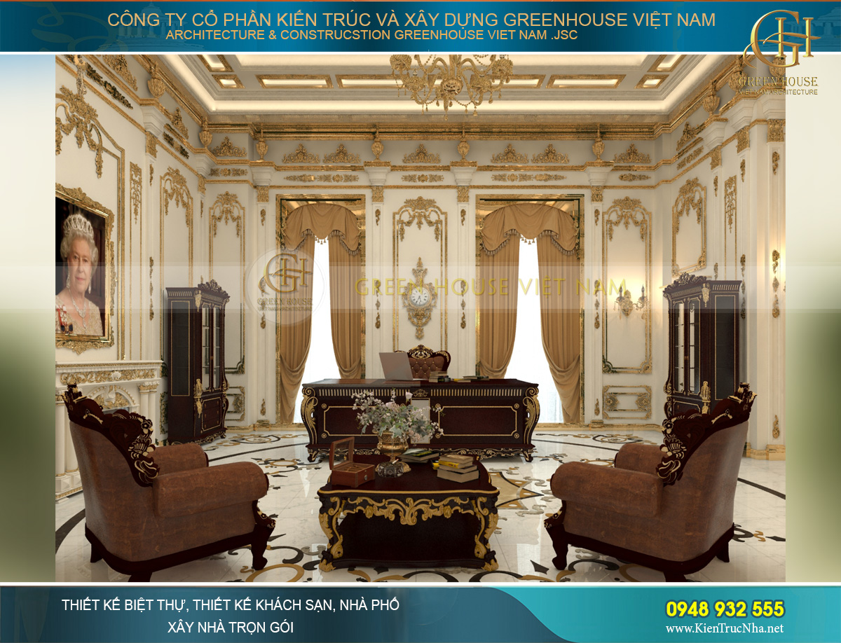 thiết kế nội thất lâu đài cổ điển Pháp 7 tầng diện tích 32000m2