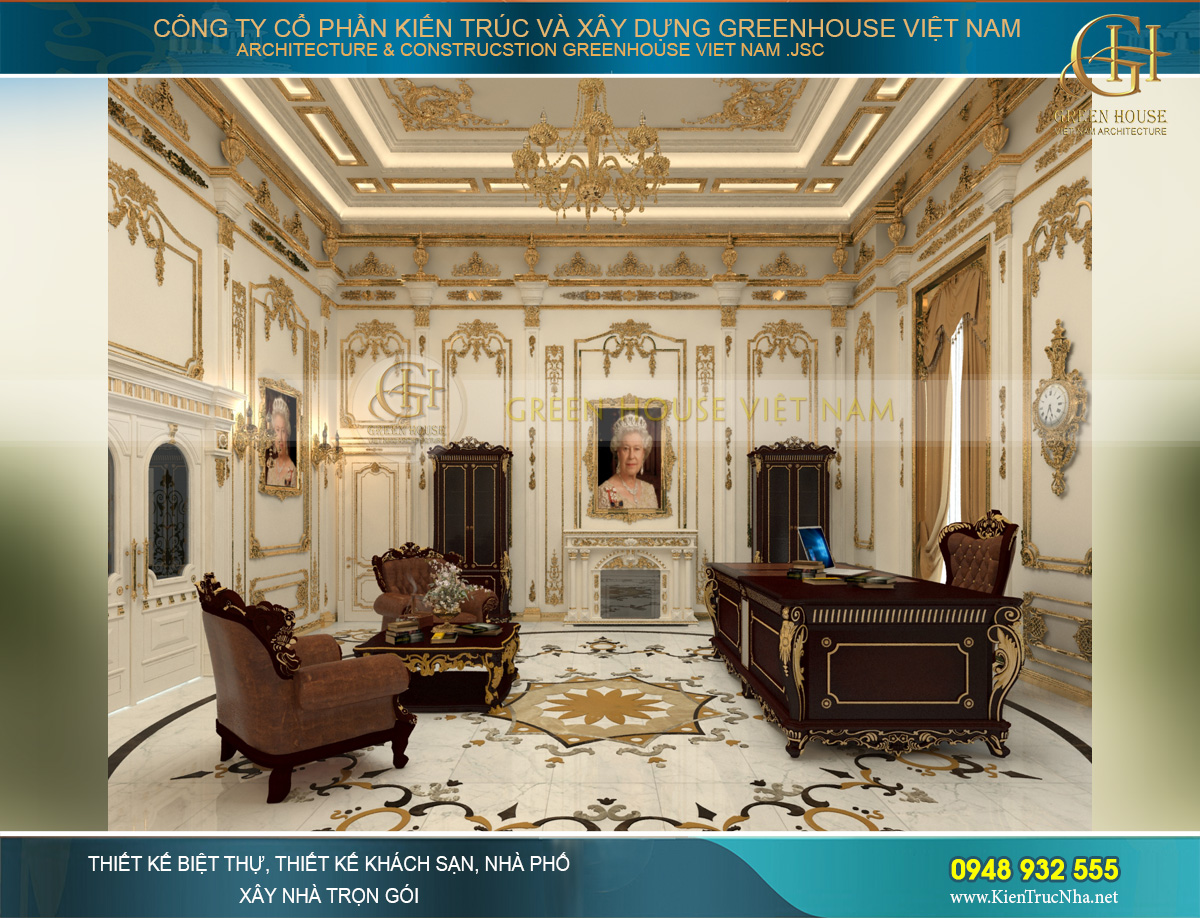 thiết kế nội thất lâu đài cổ điển Pháp 7 tầng diện tích 32000m2