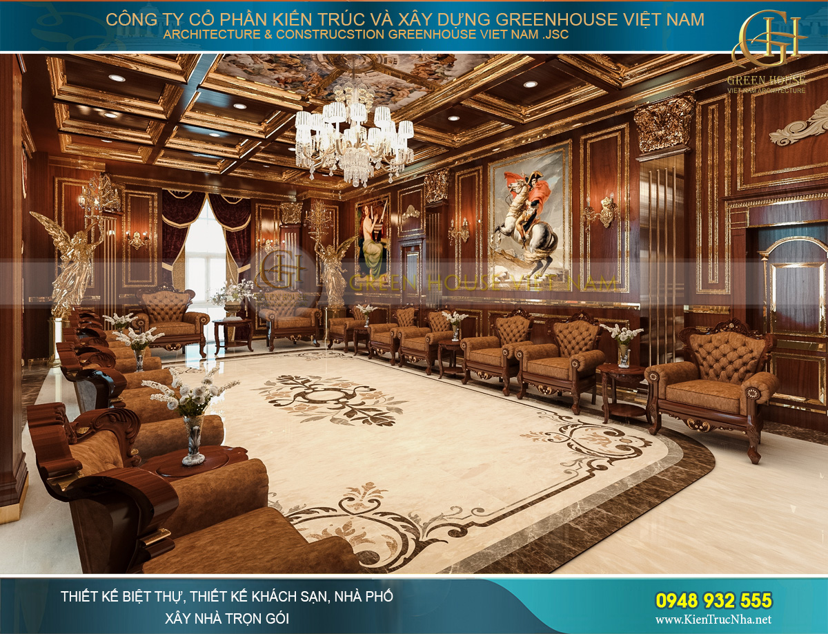 thiết kế nội thất lâu đài cổ điển Pháp 7 tầng diện tích 32000m2