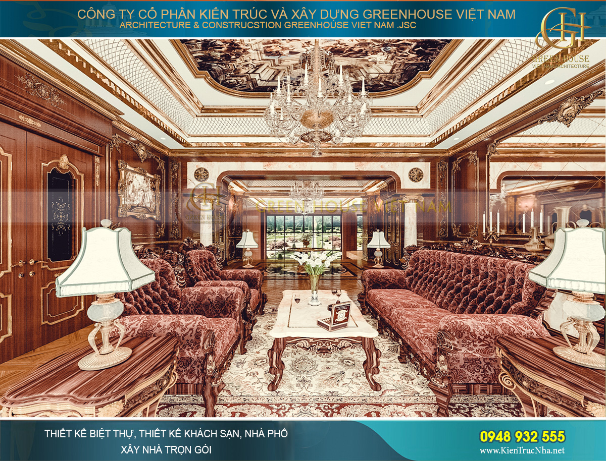 thiết kế nội thất lâu đài cổ điển Pháp 7 tầng diện tích 32000m2