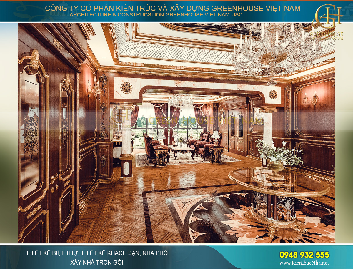 thiết kế nội thất lâu đài cổ điển Pháp 7 tầng diện tích 32000m2