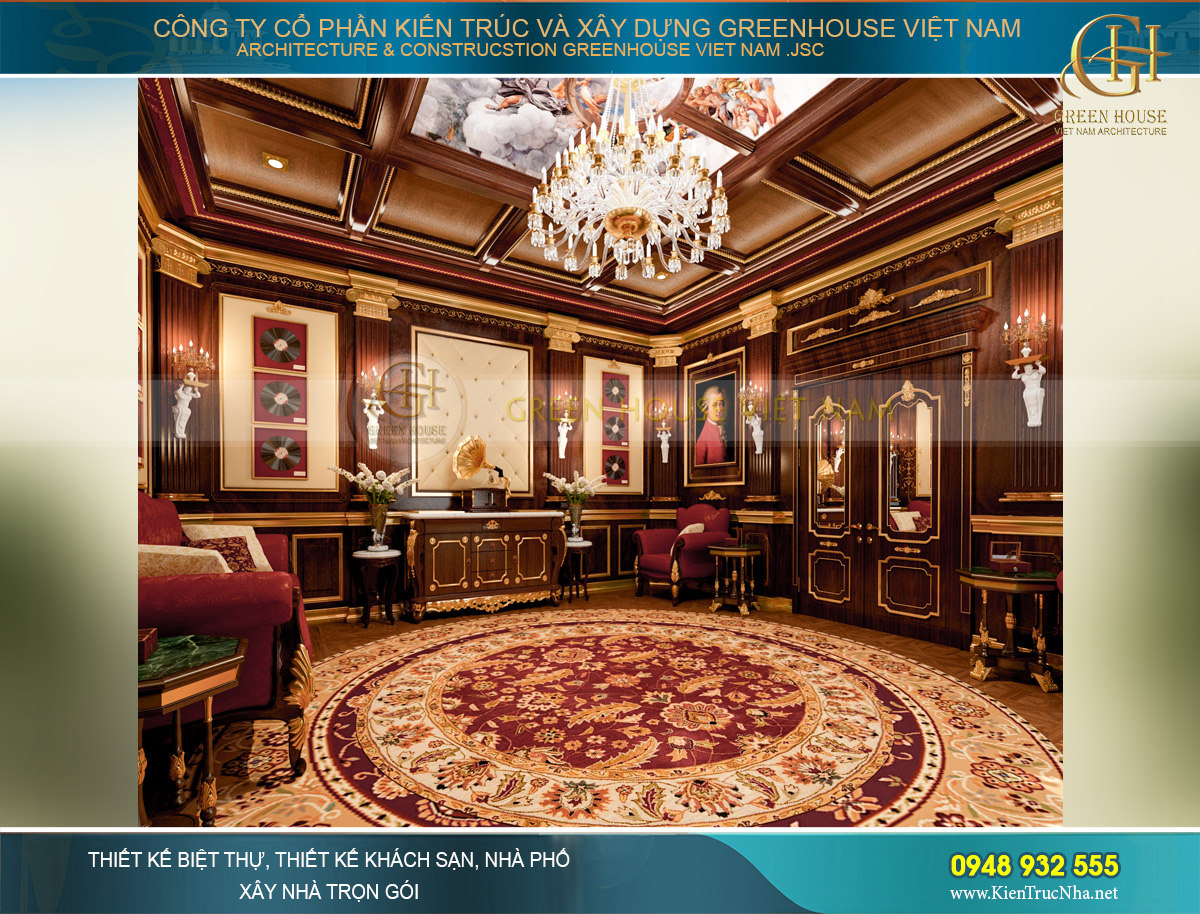 thiết kế nội thất lâu đài cổ điển Pháp 7 tầng diện tích 32000m2