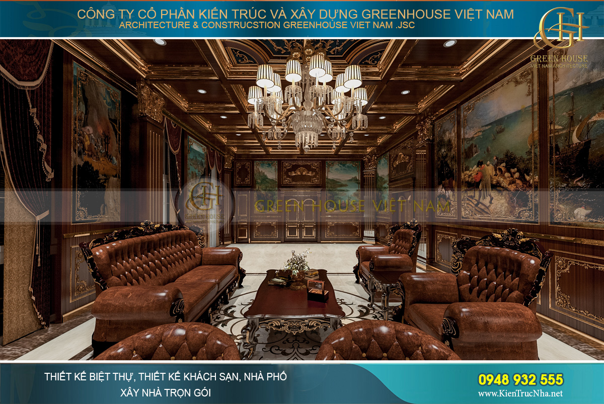 thiết kế nội thất lâu đài cổ điển Pháp 7 tầng diện tích 32000m2