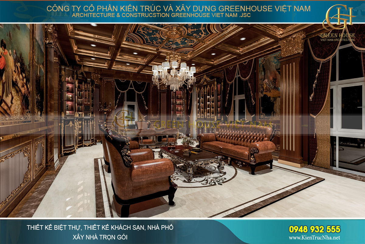 thiết kế nội thất lâu đài cổ điển Pháp 7 tầng diện tích 32000m2