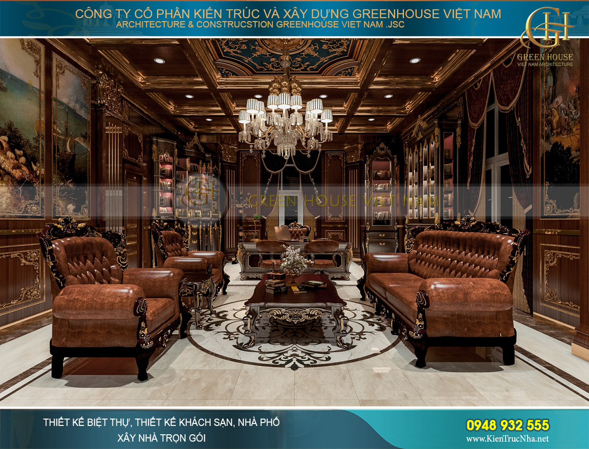 thiết kế nội thất lâu đài cổ điển Pháp 7 tầng diện tích 32000m2