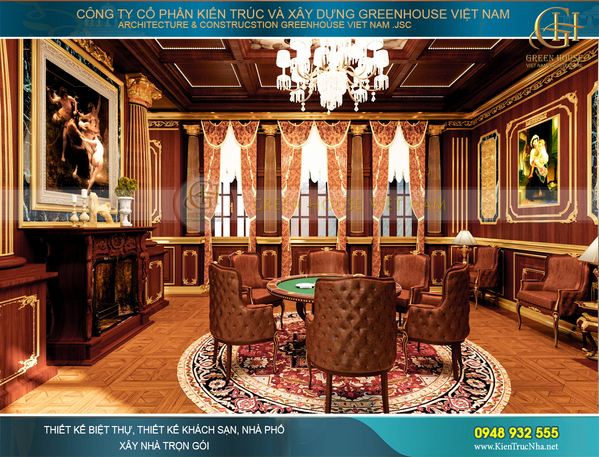 thiết kế nội thất lâu đài cổ điển Pháp 7 tầng diện tích 32000m2