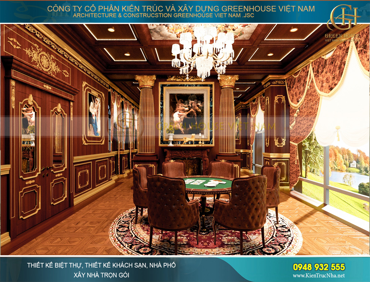 thiết kế nội thất lâu đài cổ điển Pháp 7 tầng diện tích 32000m2