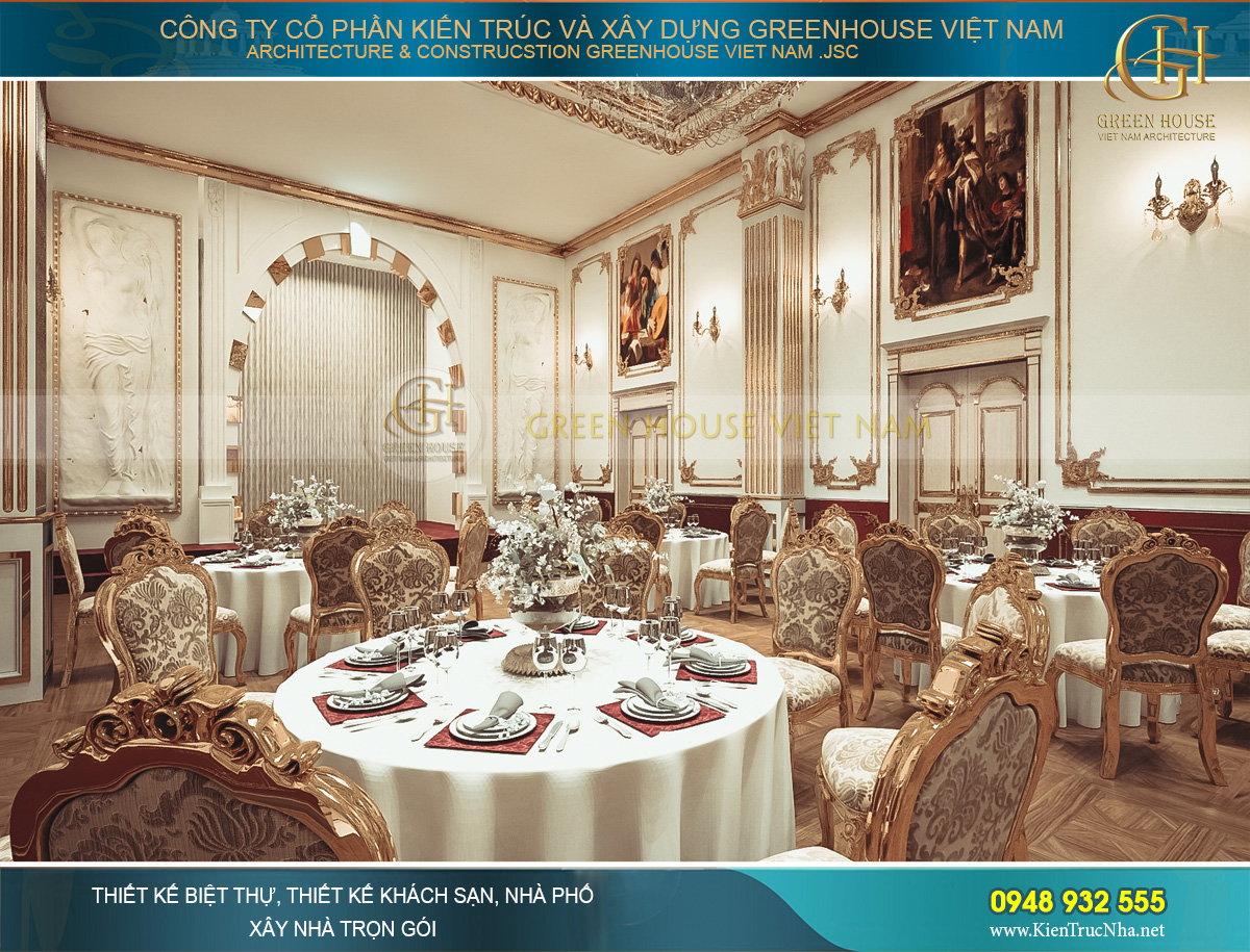 thiết kế nội thất lâu đài cổ điển Pháp 7 tầng diện tích 32000m2