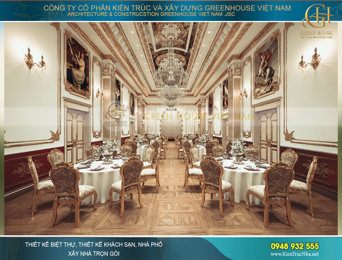 thiết kế nội thất lâu đài cổ điển Pháp 7 tầng diện tích 32000m2