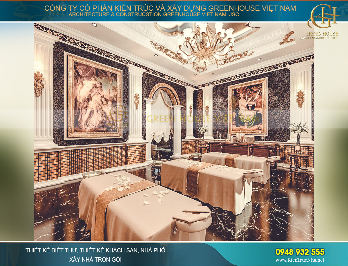 thiết kế nội thất lâu đài cổ điển Pháp 7 tầng diện tích 32000m2