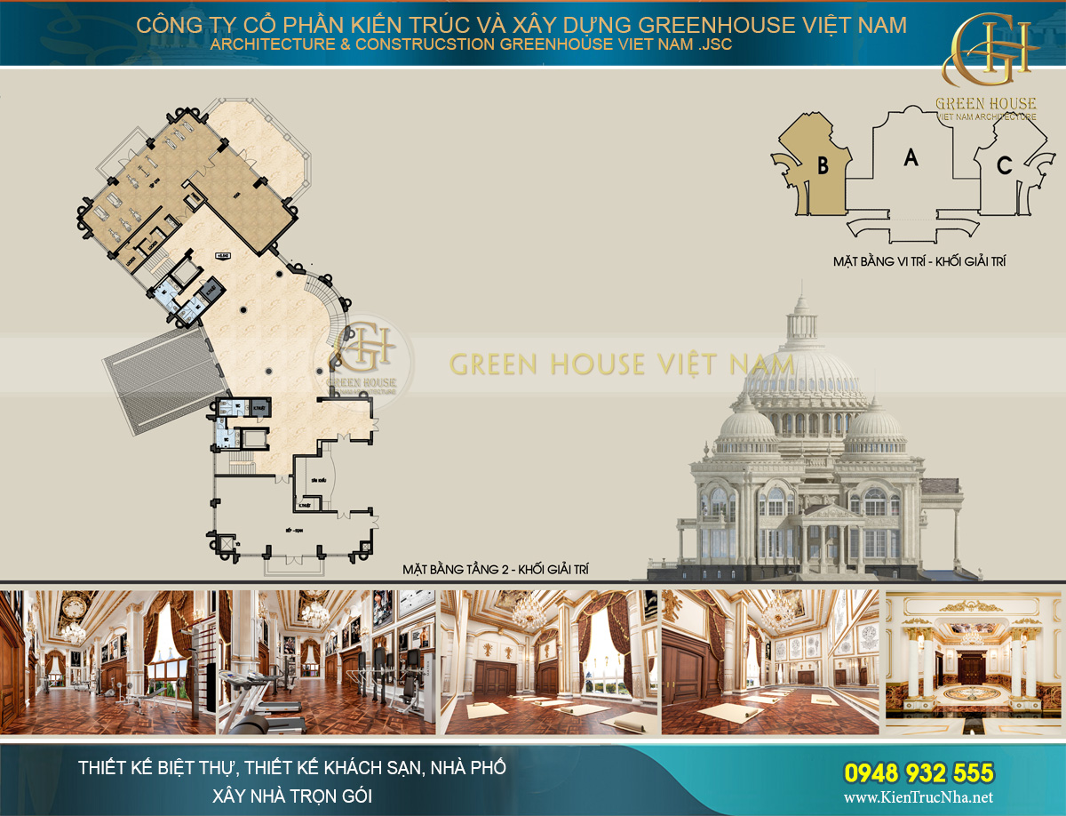 thiết kế nội thất lâu đài cổ điển Pháp 7 tầng diện tích 32000m2