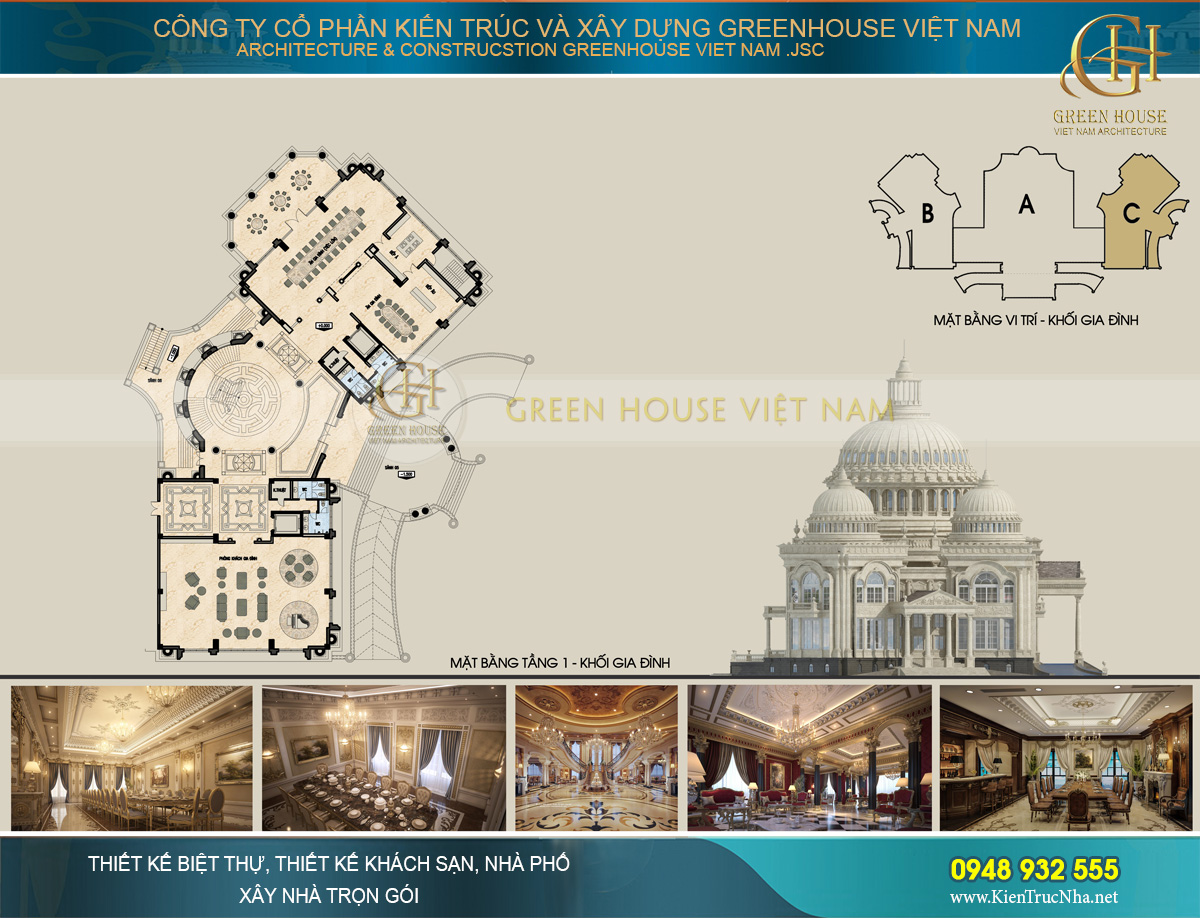 thiết kế nội thất lâu đài cổ điển Pháp 7 tầng diện tích 32000m2