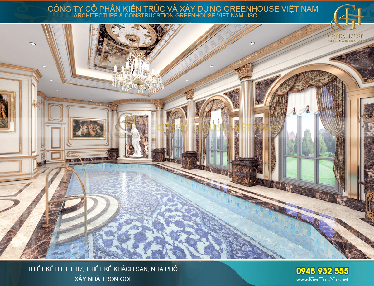 thiết kế nội thất lâu đài cổ điển Pháp 7 tầng diện tích 32000m2