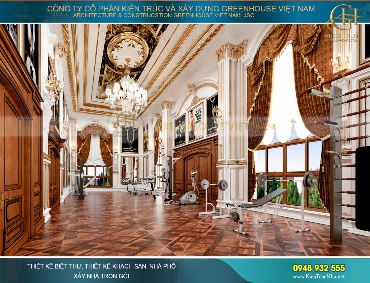 thiết kế nội thất lâu đài cổ điển Pháp 7 tầng diện tích 32000m2