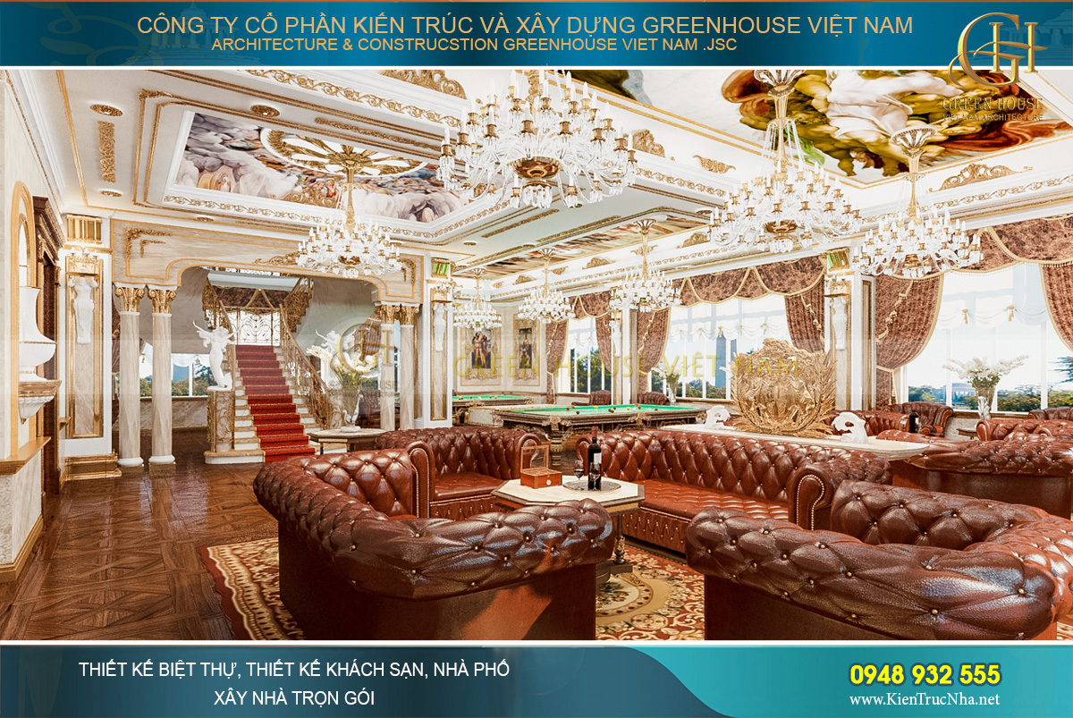 thiết kế nội thất lâu đài cổ điển Pháp 7 tầng diện tích 32000m2