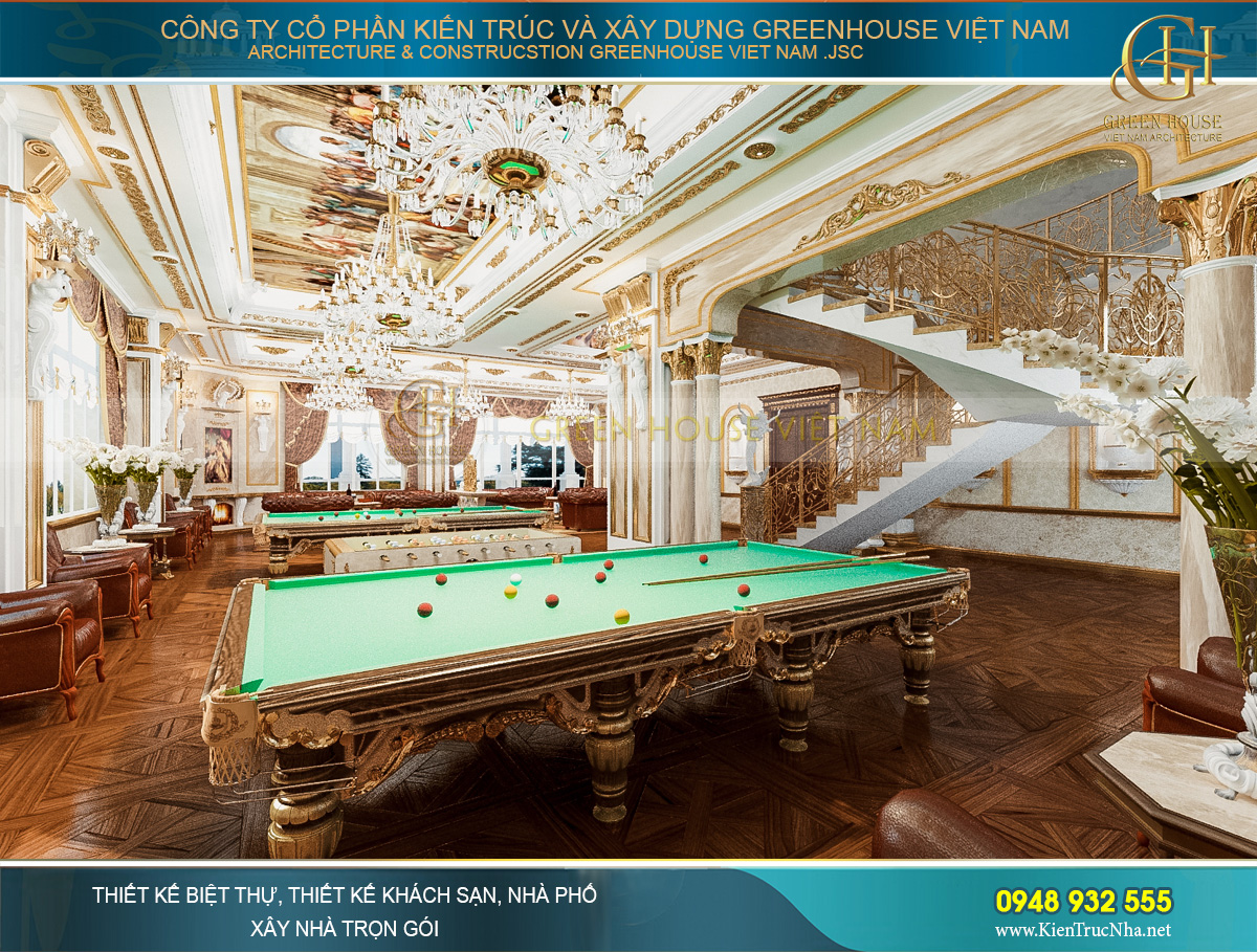 thiết kế nội thất lâu đài cổ điển Pháp 7 tầng diện tích 32000m2