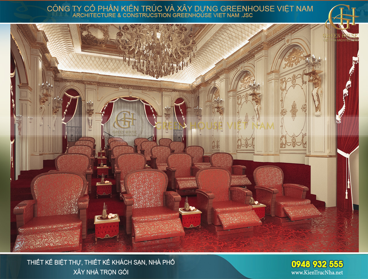 thiết kế nội thất lâu đài cổ điển Pháp 7 tầng diện tích 32000m2