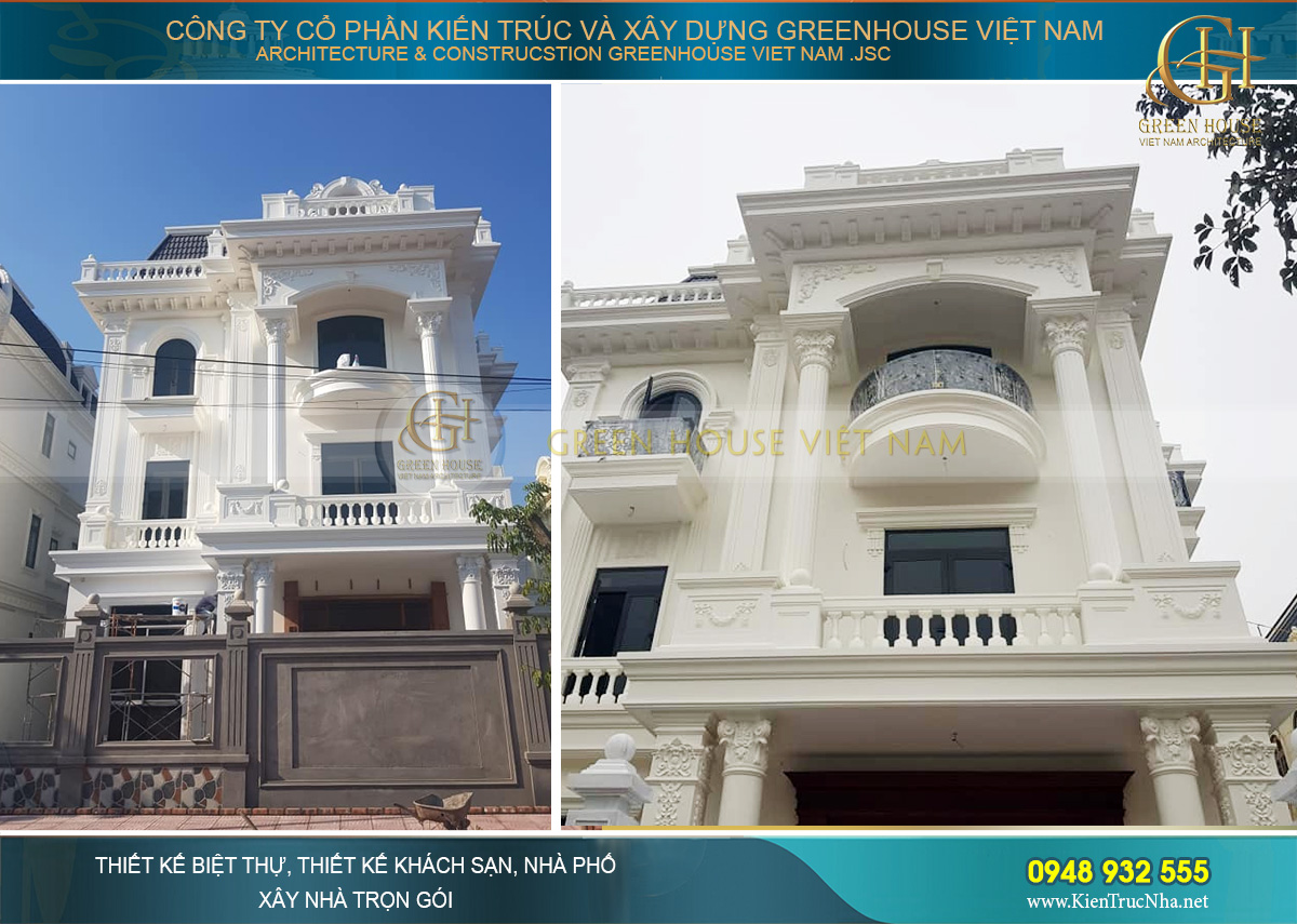 thi công biệt thự tân cổ điển 3 tầng 400m2