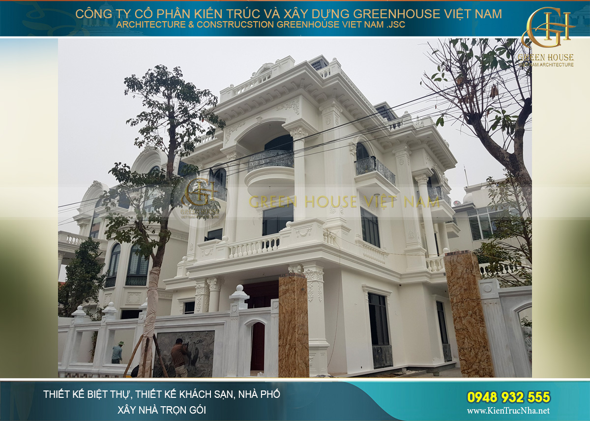 thi công biệt thự tân cổ điển 3 tầng 400m2