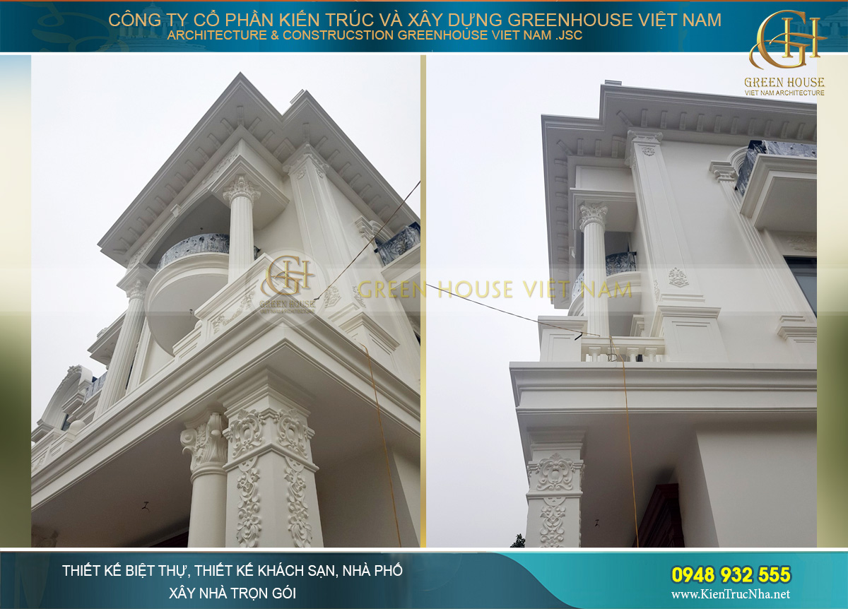 thi công biệt thự tân cổ điển 3 tầng 400m2