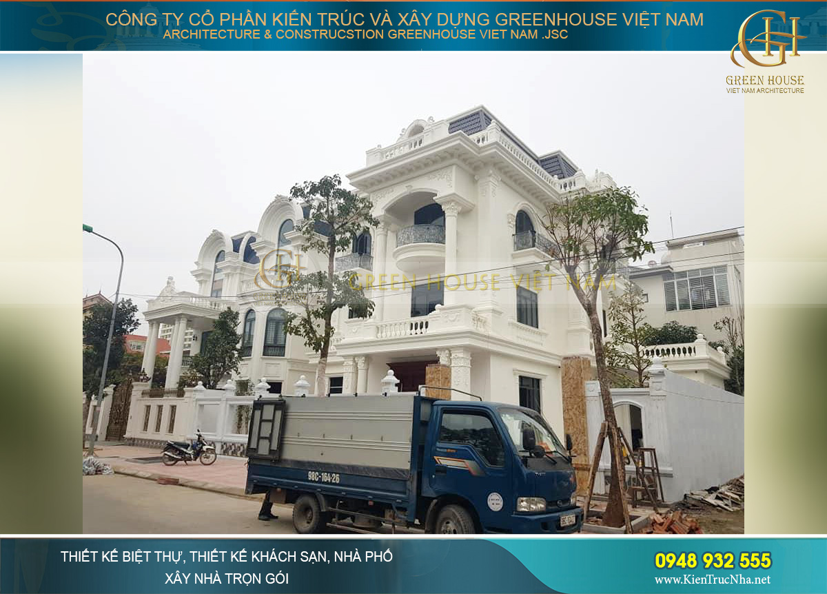 thi công biệt thự tân cổ điển 3 tầng 400m2