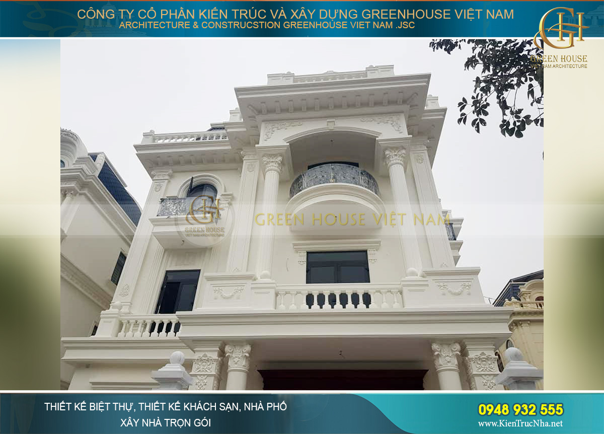 thi công biệt thự tân cổ điển 3 tầng 400m2