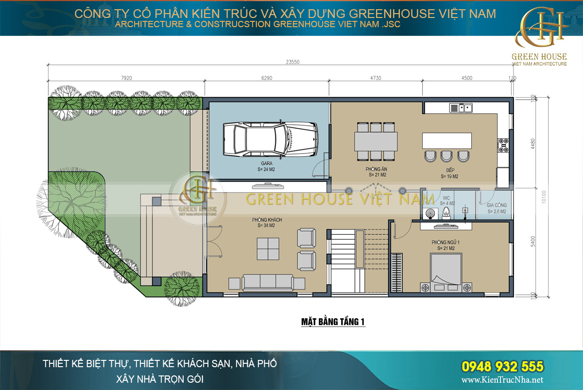 Biệt thự tân cổ điển 3 tầng mái Thái