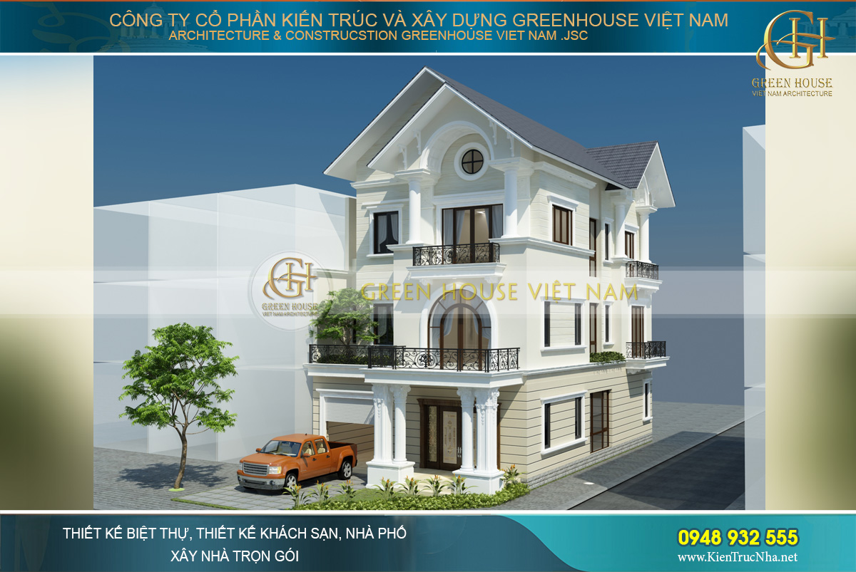 Biệt thự tân cổ điển 3 tầng mái Thái