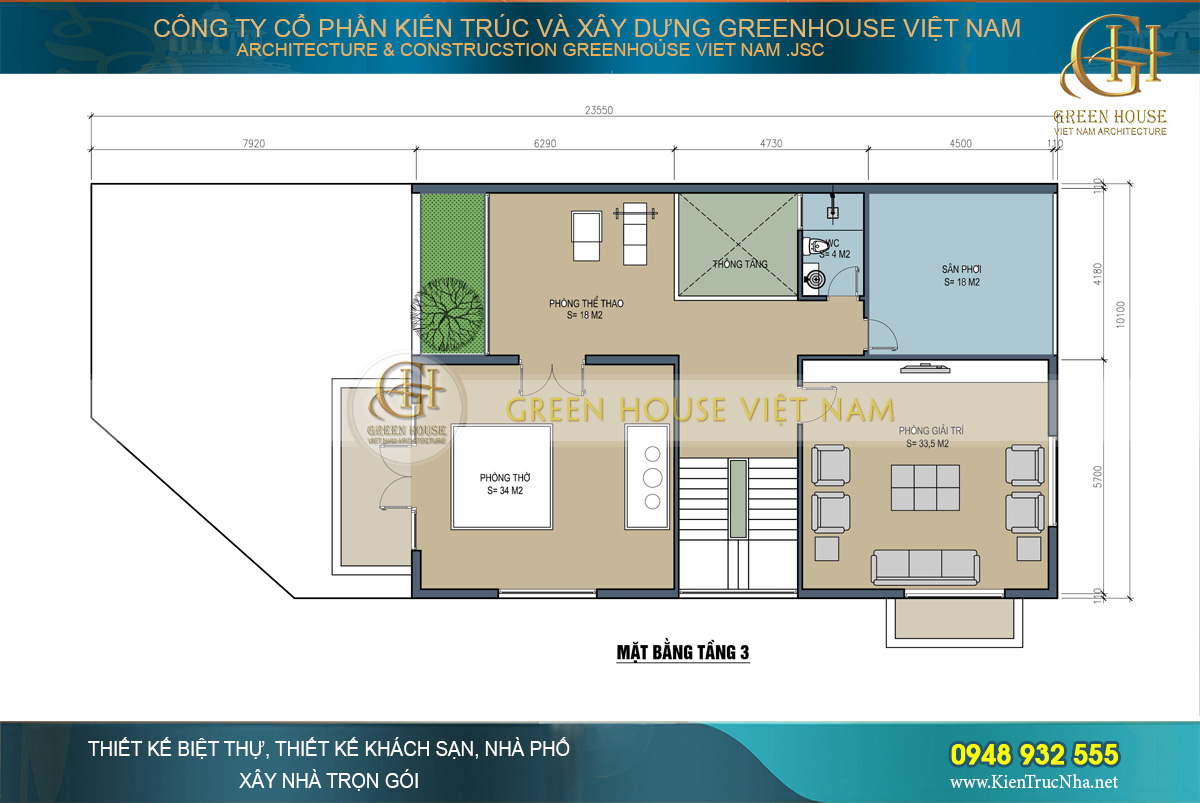 Biệt thự tân cổ điển 3 tầng mái Thái