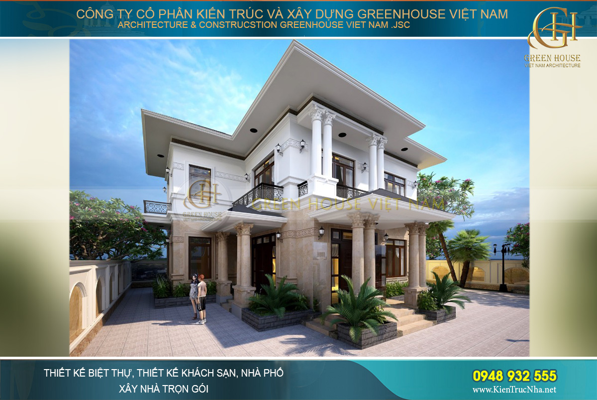 Biệt thự tân cổ điển 2 tầng mái Thái