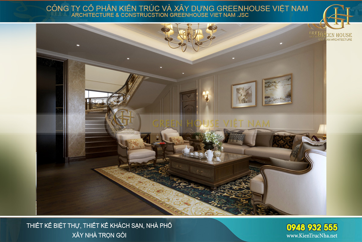 thiết kế biệt thự tân cổ điển 4 tầng móng cái quảng ninh