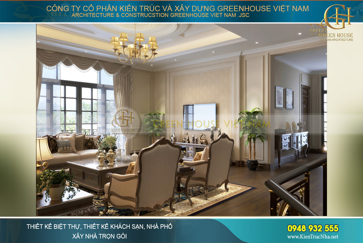 thiết kế biệt thự tân cổ điển 4 tầng móng cái quảng ninh