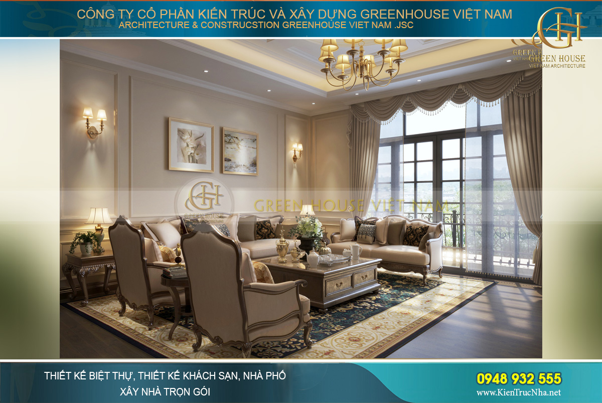 thiết kế biệt thự tân cổ điển 4 tầng móng cái quảng ninh