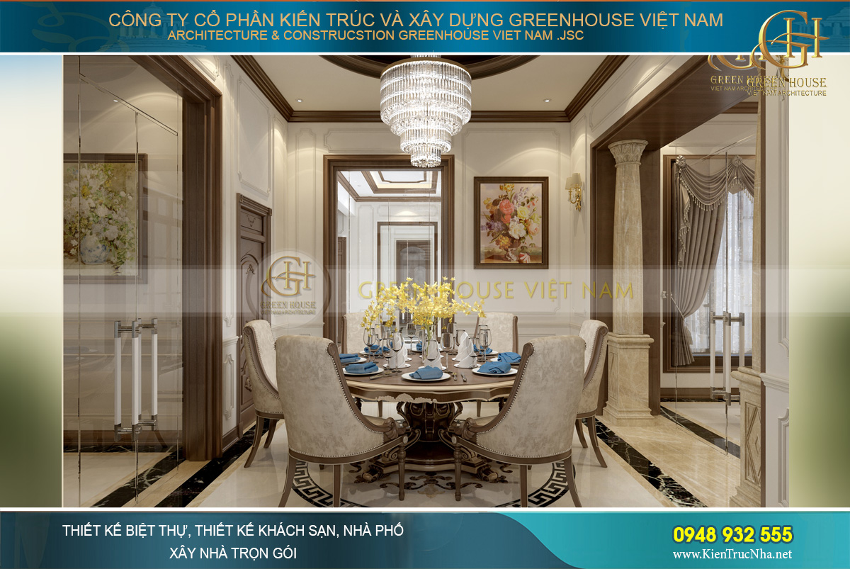 thiết kế biệt thự tân cổ điển 4 tầng móng cái quảng ninh