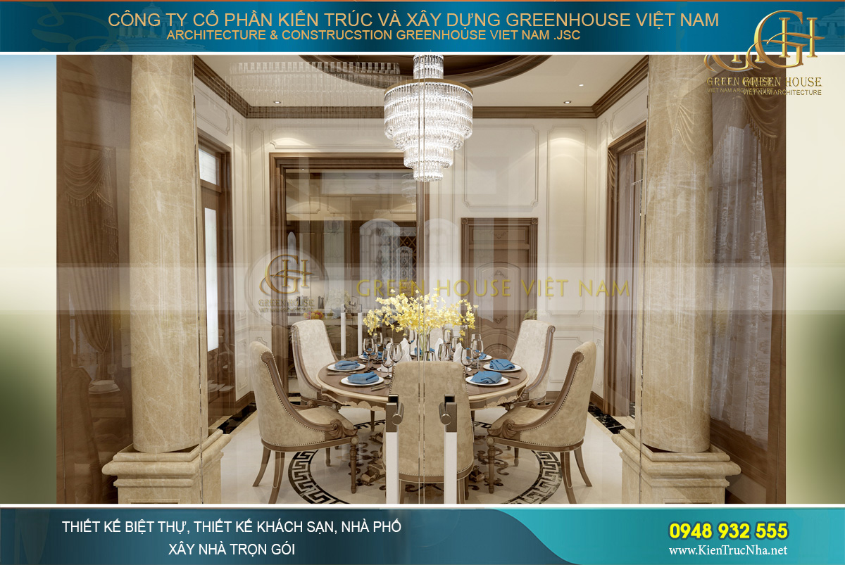 thiết kế biệt thự tân cổ điển 4 tầng móng cái quảng ninh