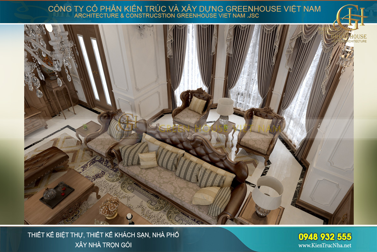 thiết kế biệt thự tân cổ điển 4 tầng móng cái quảng ninh