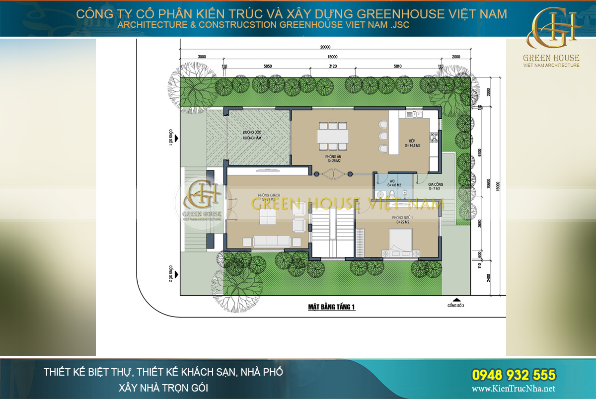 Biệt thự tân cổ điển 3 tầng mái bằng Biệt thự tân cổ điển 3 tầng mái bằng