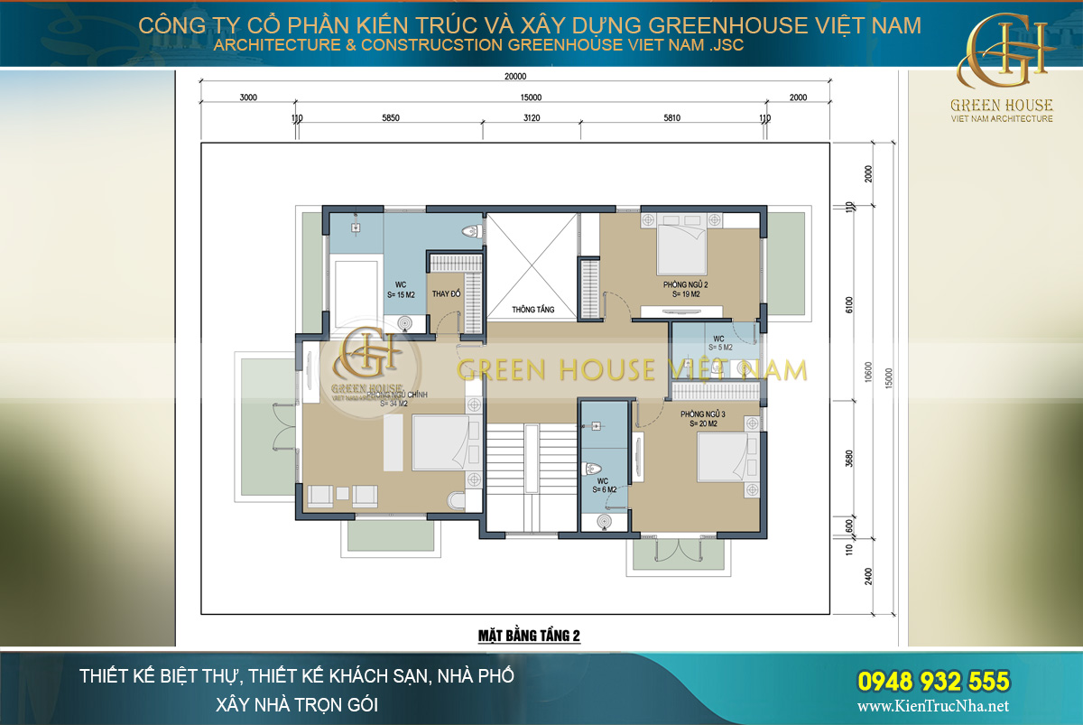 Biệt thự tân cổ điển 3 tầng mái bằng Biệt thự tân cổ điển 3 tầng mái bằng