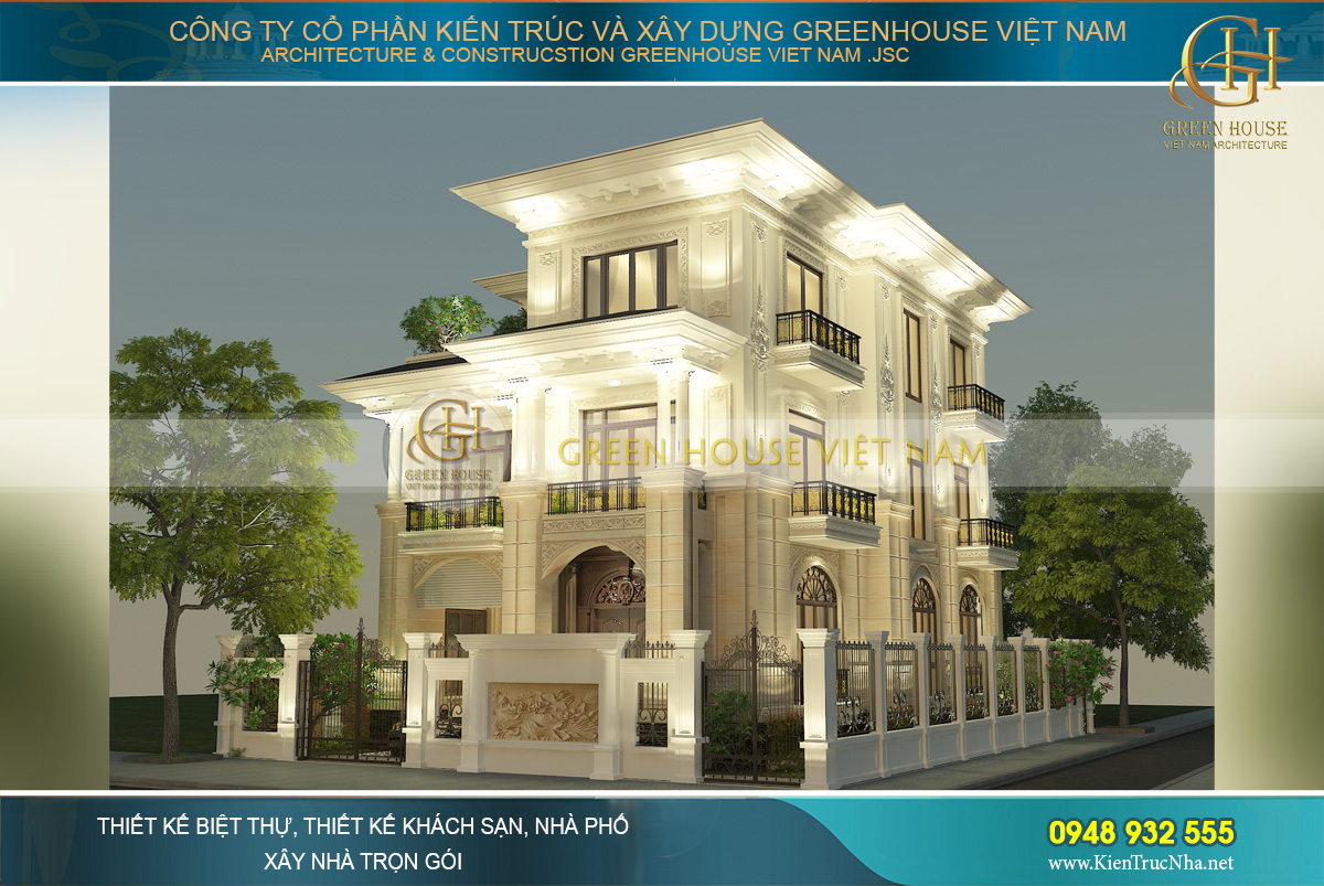 Biệt thự tân cổ điển 3 tầng mái bằng Biệt thự tân cổ điển 3 tầng mái bằng