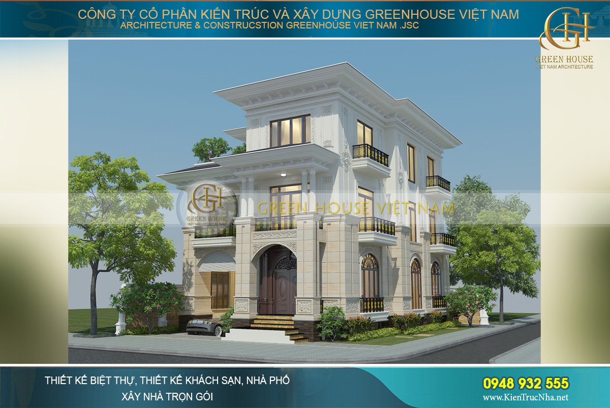 Biệt thự tân cổ điển 3 tầng mái bằng Biệt thự tân cổ điển 3 tầng mái bằng