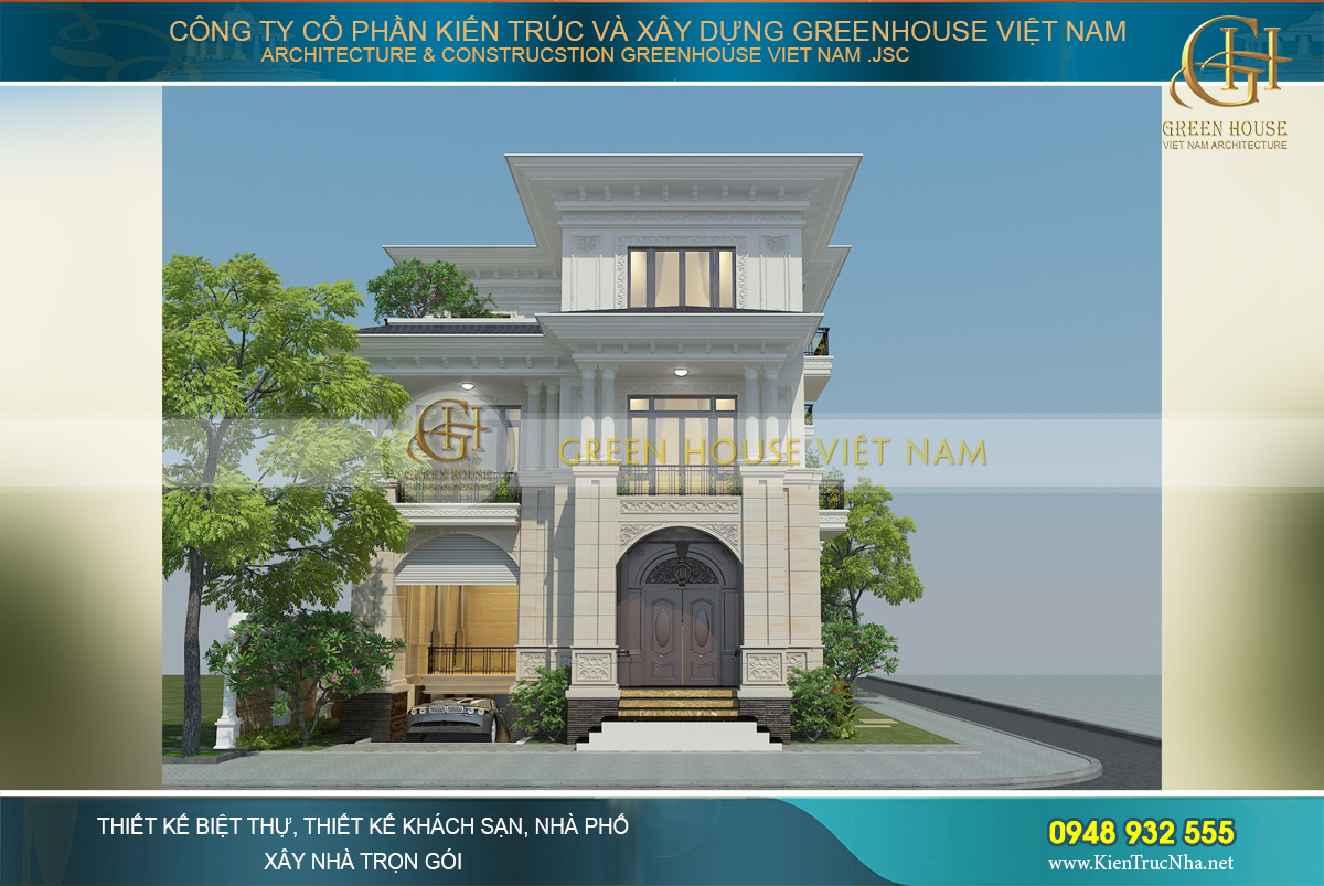 Biệt thự tân cổ điển 3 tầng mái bằng Biệt thự tân cổ điển 3 tầng mái bằng