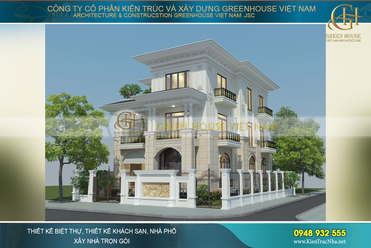Biệt thự tân cổ điển 3 tầng mái bằng Biệt thự tân cổ điển 3 tầng mái bằng
