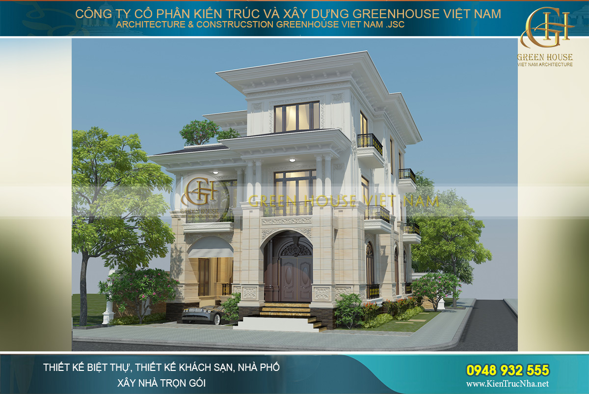 Biệt thự tân cổ điển 3 tầng mái bằng Biệt thự tân cổ điển 3 tầng mái bằng